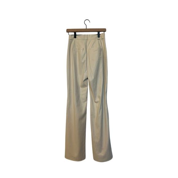 Mother High Waisted Egret Tunnel Vision Pleated Prep Faux Leather Pants - Picture 3 of 7